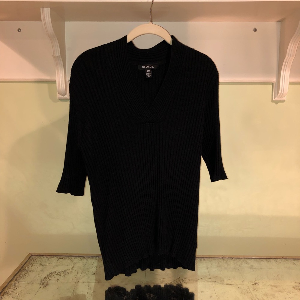 Black Ribbed Sweater by GEORGE, Size XL 16-18